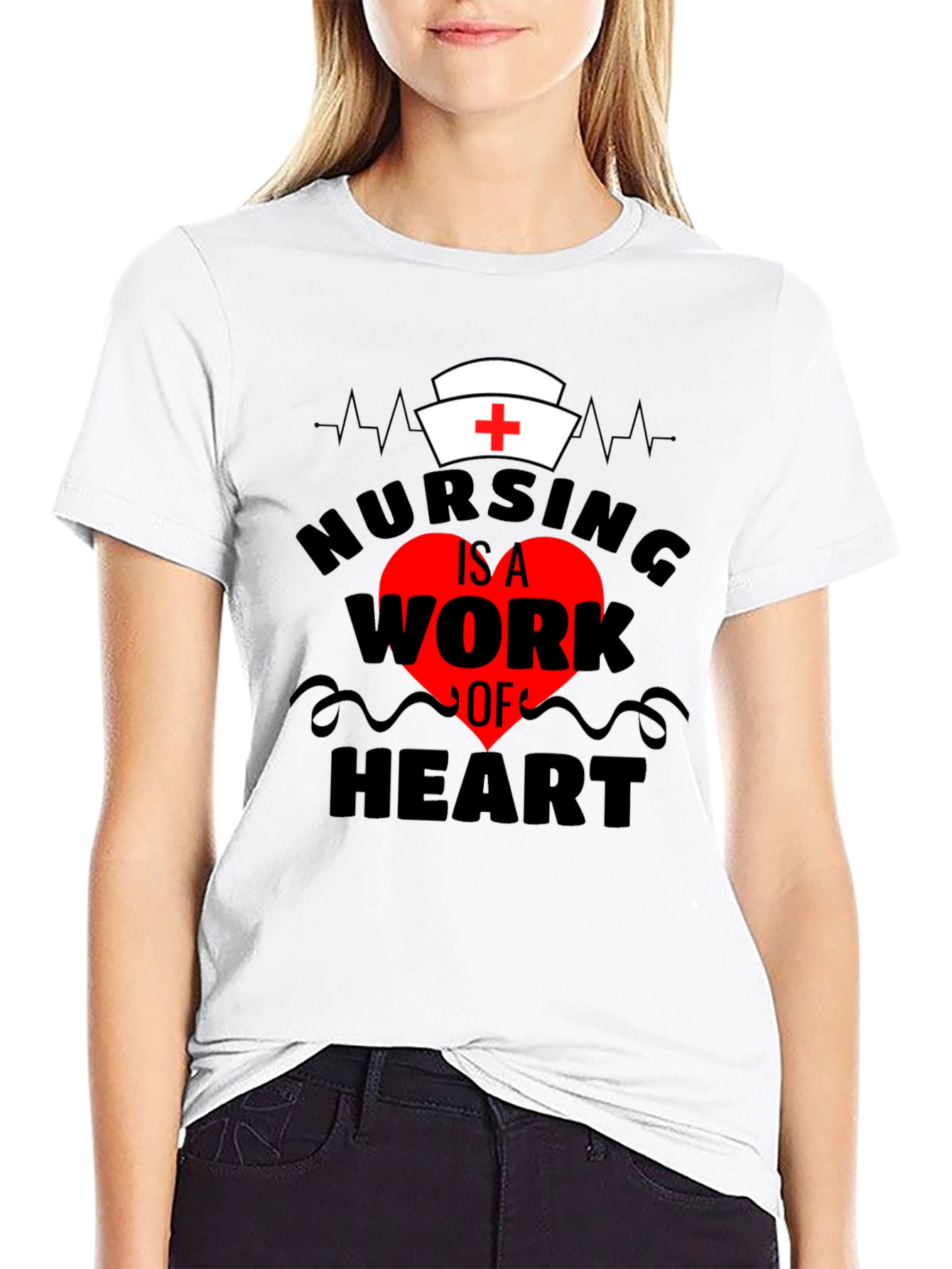 Camiseta Negra Nursing is a Work of Heart