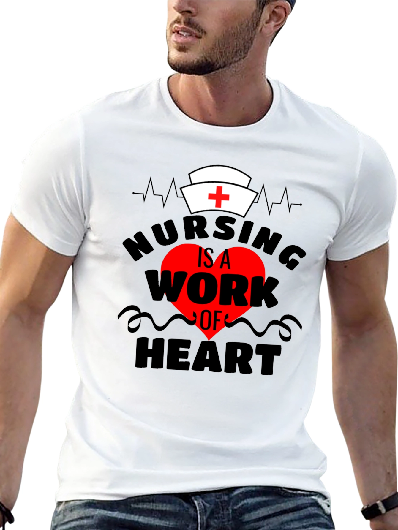 Camiseta Negra Nursing is a Work of Heart