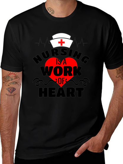 Camiseta Negra Nursing is a Work of Heart