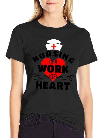 Camiseta Negra Nursing is a Work of Heart