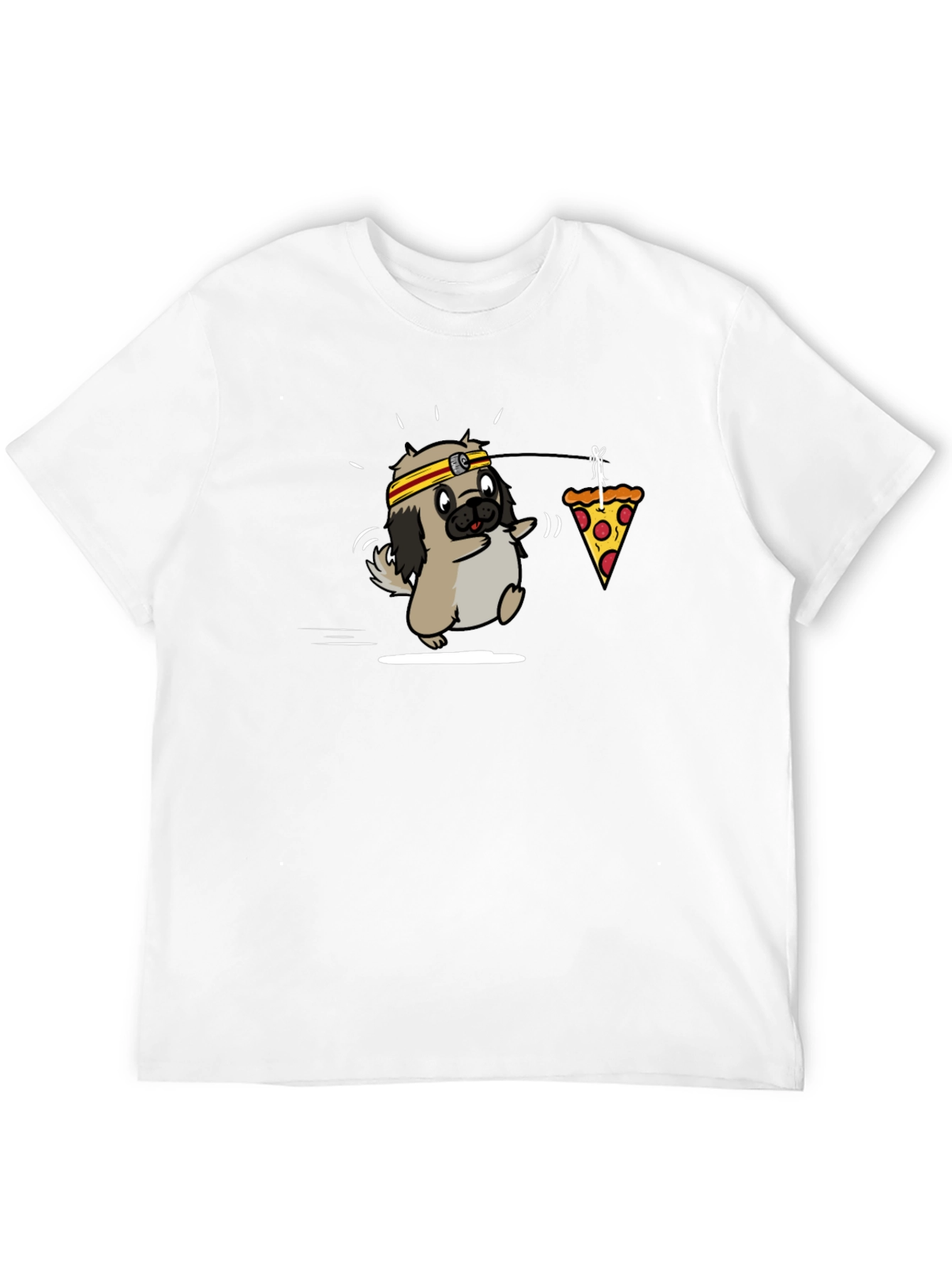 Camiseta Negra con Diseño Divertido de Perro y Pizza