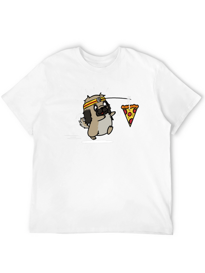 Camiseta Negra con Diseño Divertido de Perro y Pizza