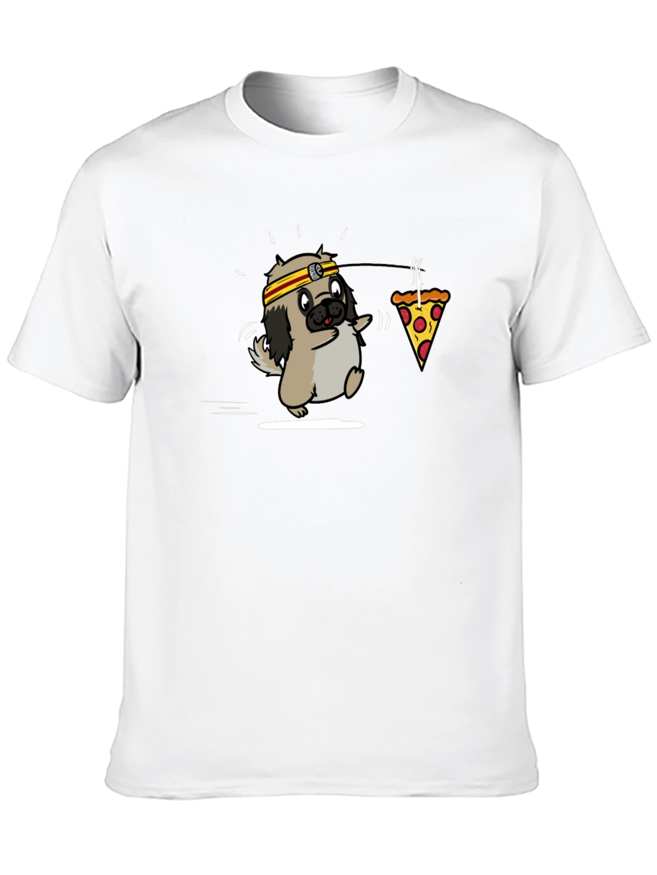 Camiseta Negra con Diseño Divertido de Perro y Pizza