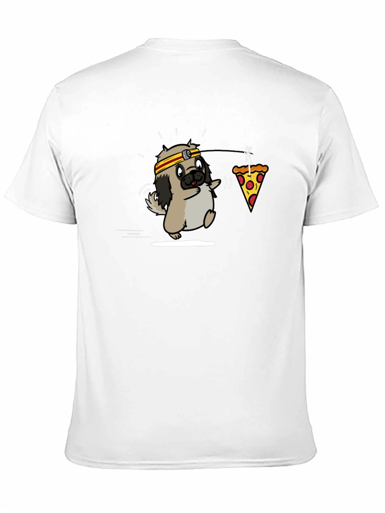 Camiseta Negra con Diseño Divertido de Perro y Pizza