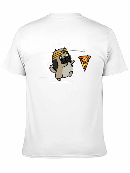 Camiseta Negra con Diseño Divertido de Perro y Pizza