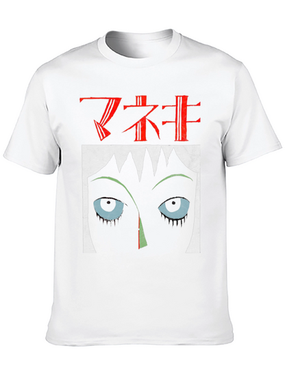 Camiseta Negra Estampada Estilo Anime