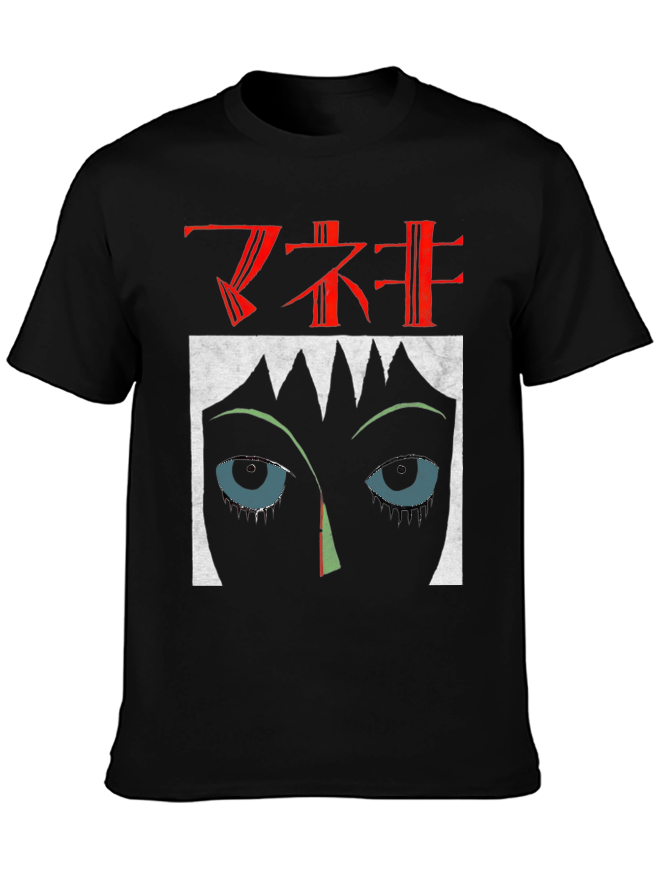 Camiseta Negra Estampada Estilo Anime