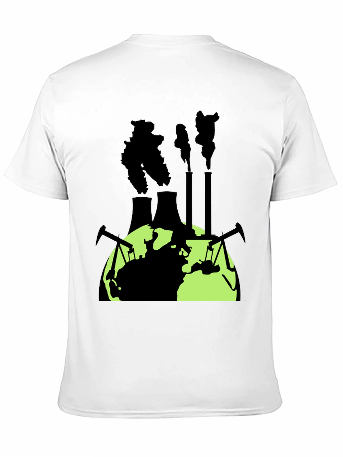 Camiseta Negra con Diseño de Contaminación Global