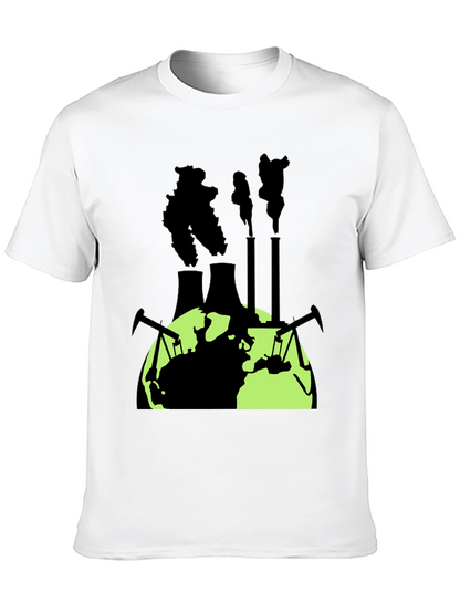 Camiseta Negra con Diseño de Contaminación Global