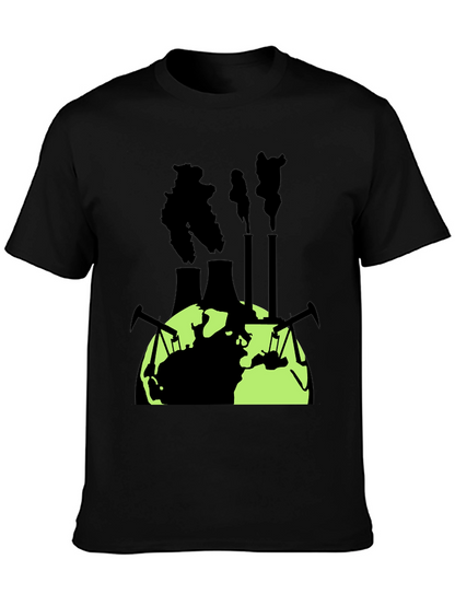 Camiseta Negra con Diseño de Contaminación Global