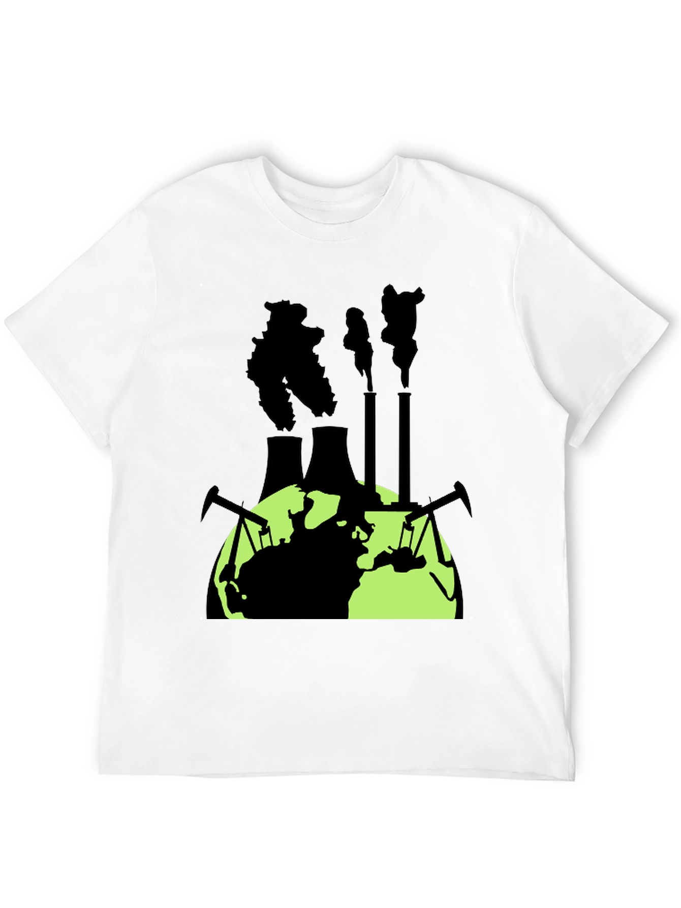 Camiseta Negra con Diseño de Contaminación Global