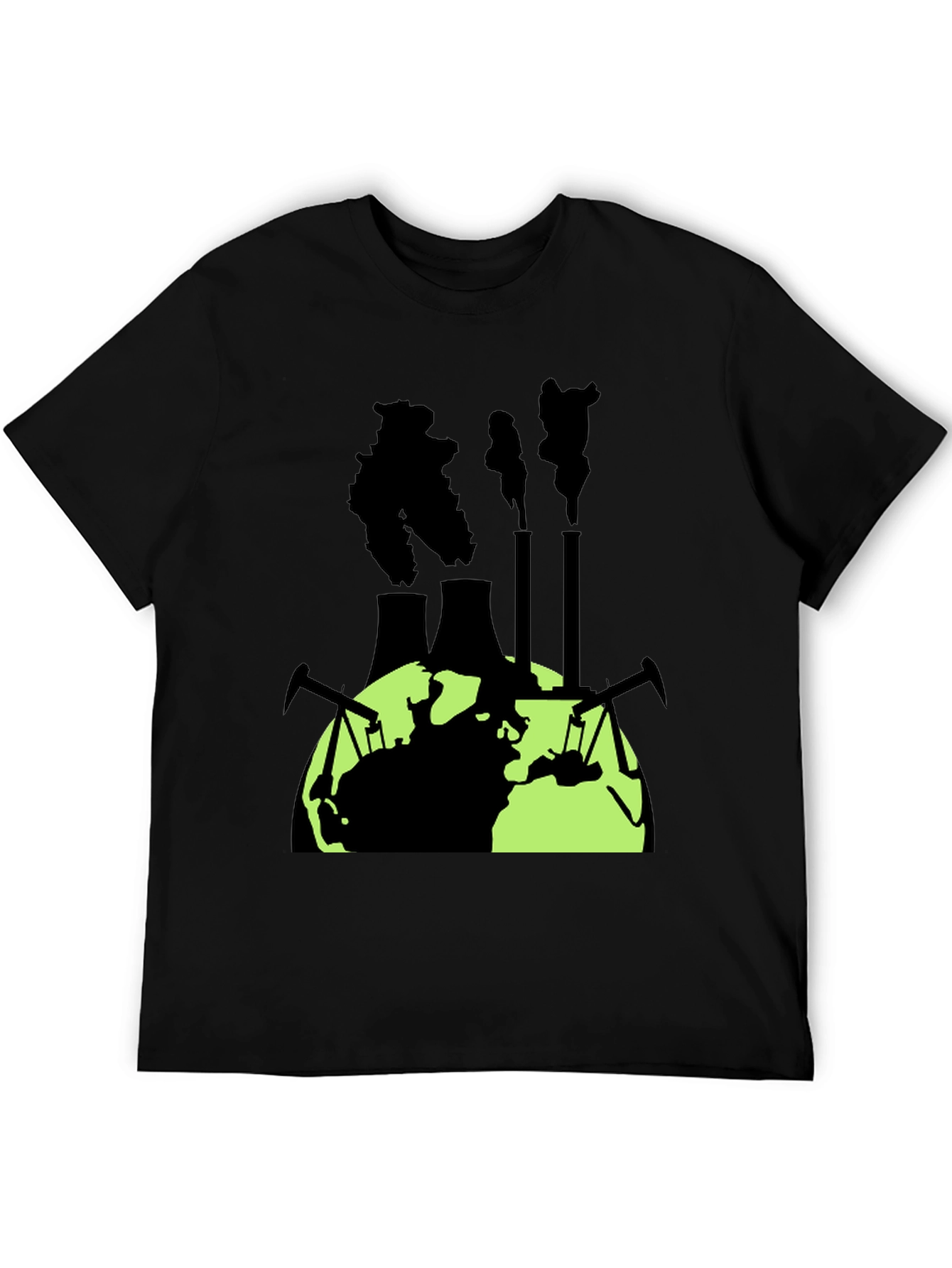 Camiseta Negra con Diseño de Contaminación Global
