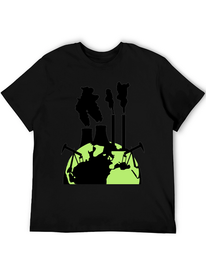Camiseta Negra con Diseño de Contaminación Global