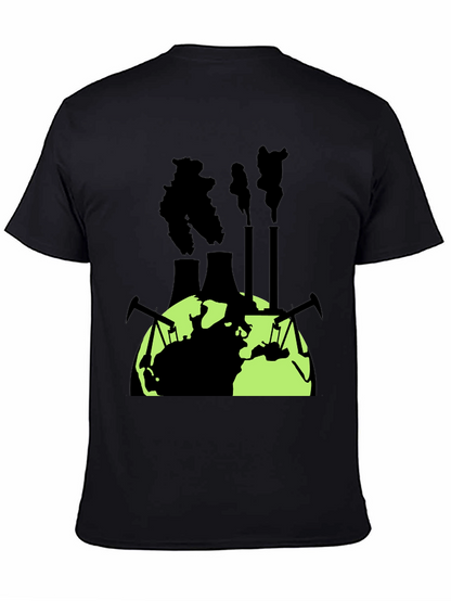 Camiseta Negra con Diseño de Contaminación Global