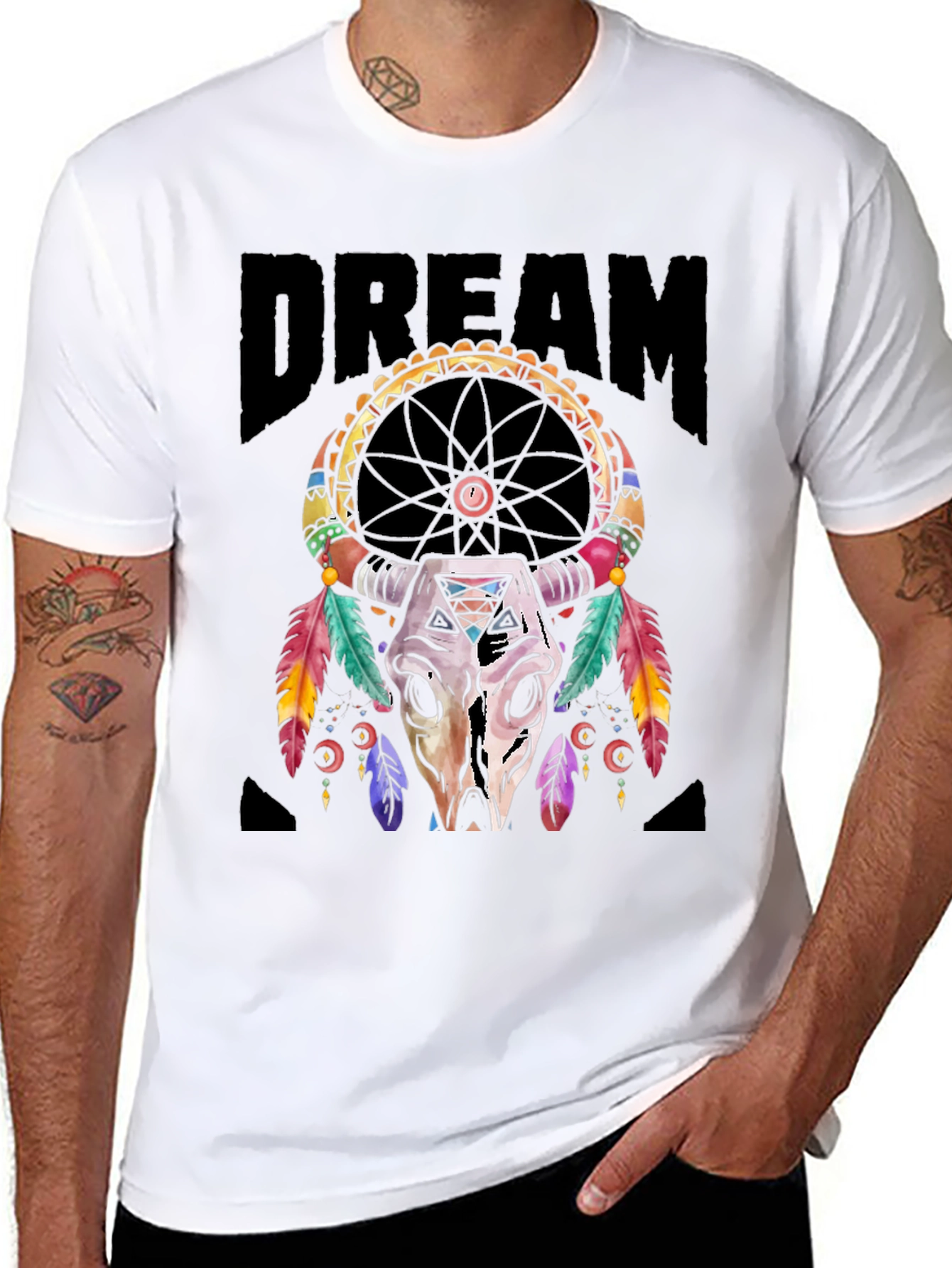 Camiseta Negra Estampado Dreamcatcher