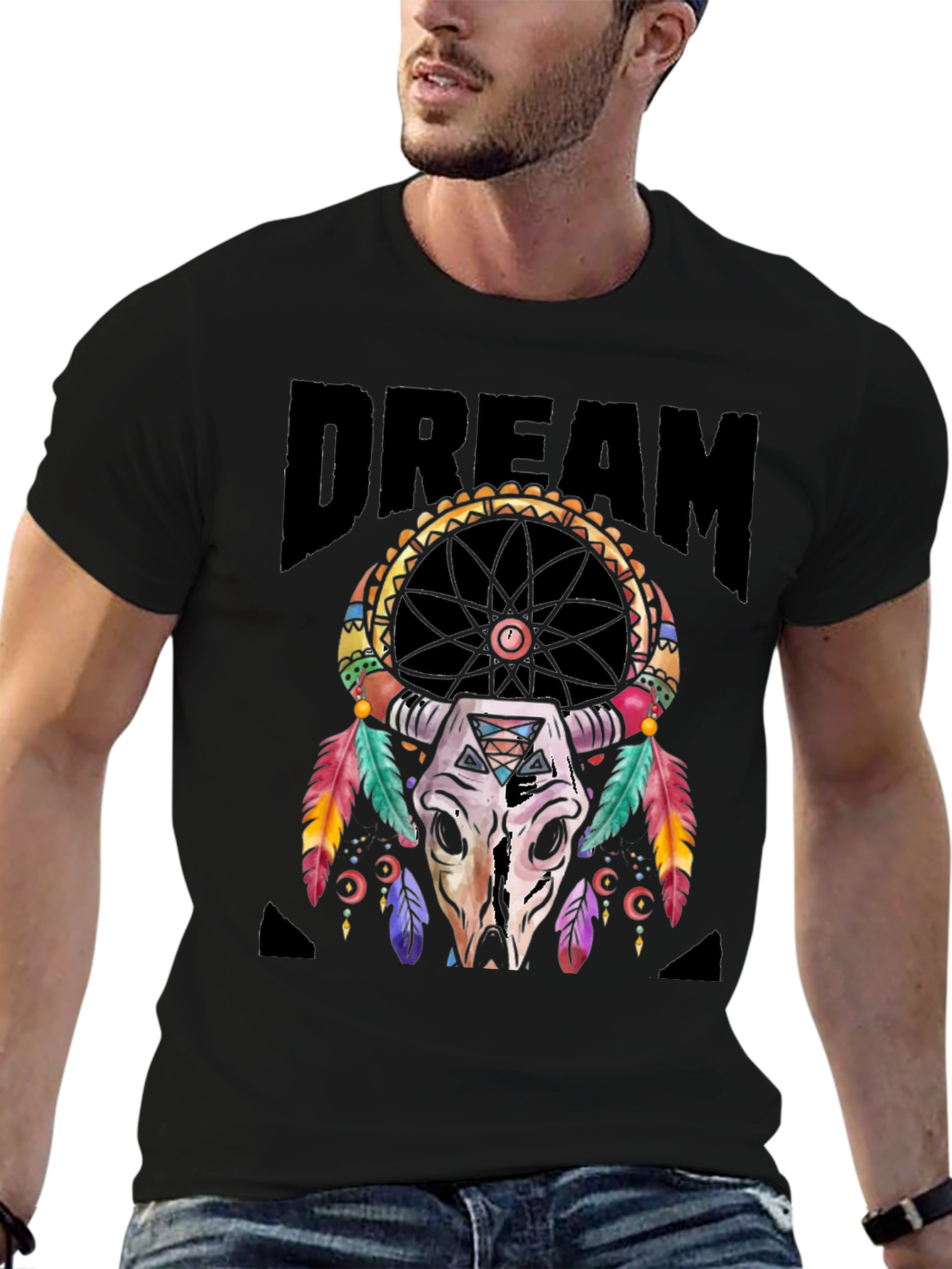 Camiseta Negra Estampado Dreamcatcher