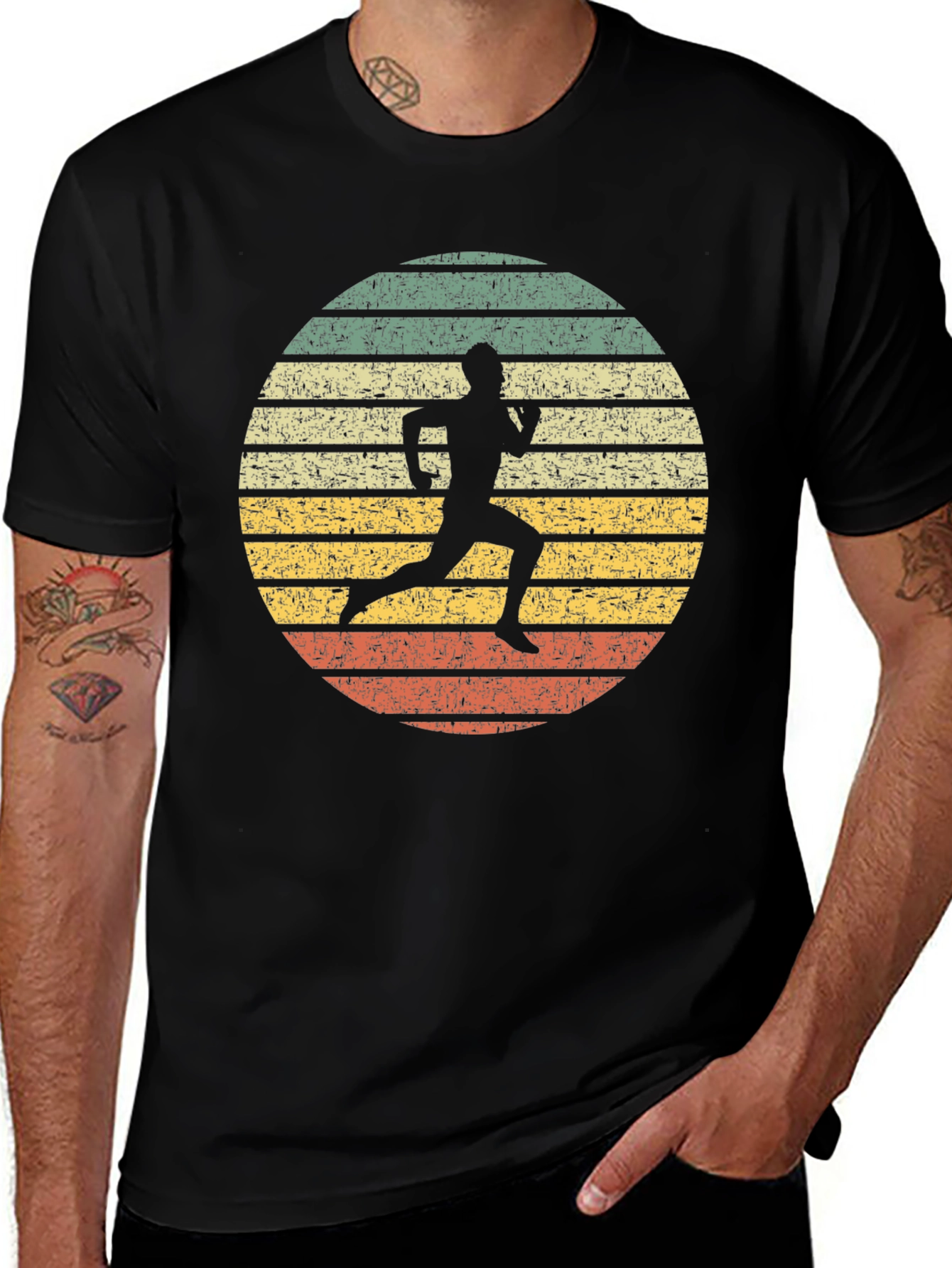 Camiseta Retro Running Silhouette para Hombre