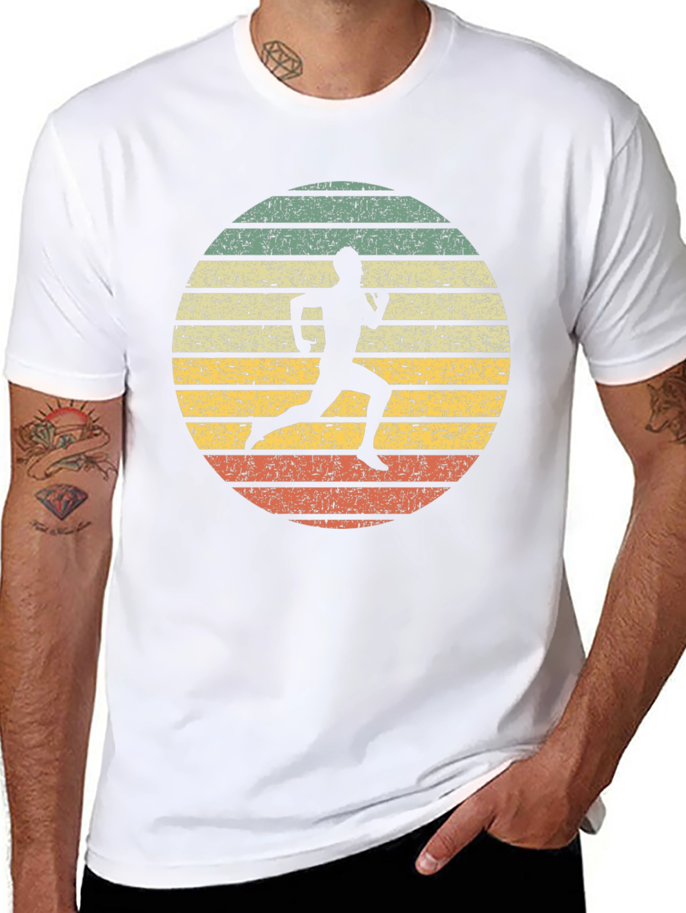 Camiseta Retro Running Silhouette para Hombre