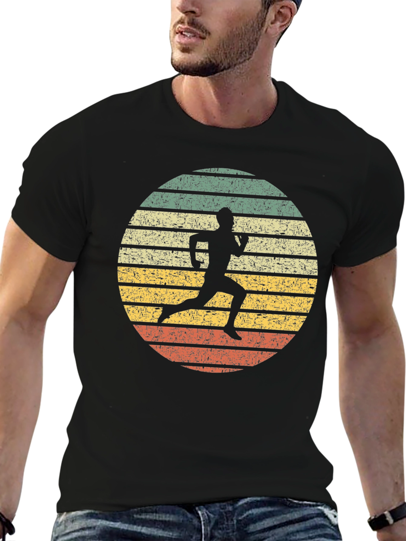 Camiseta Retro Running Silhouette para Hombre