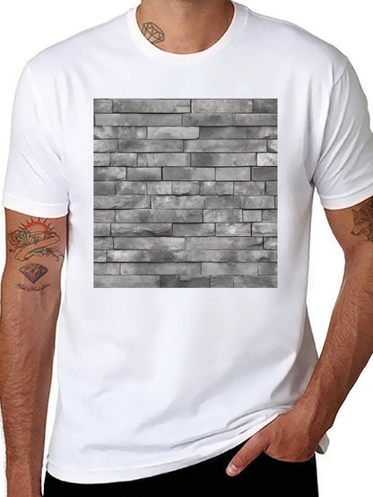 Camiseta Negra con Diseño de Pared de Ladrillo