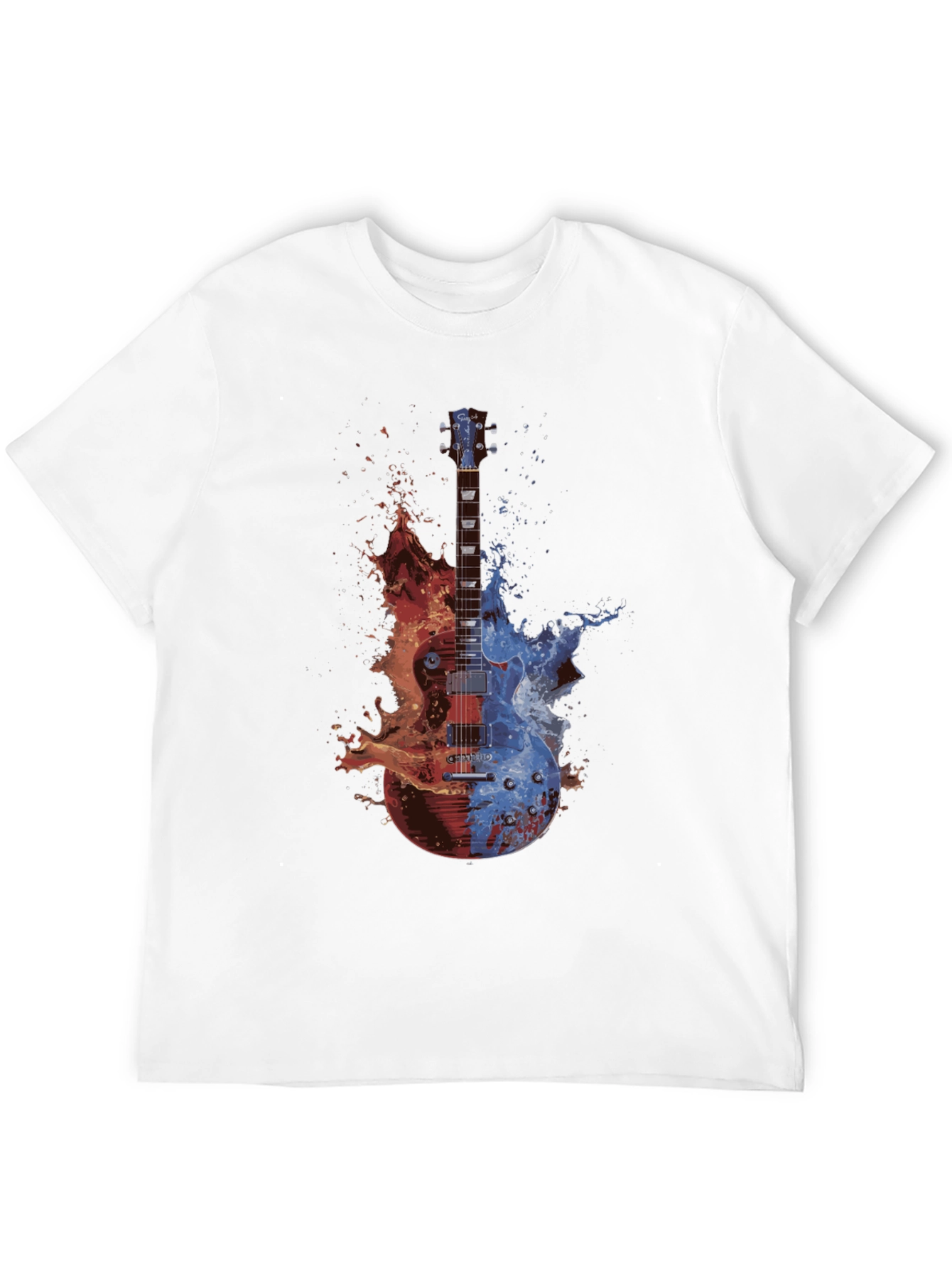 Camiseta Negra Guitarra Fuego y Agua