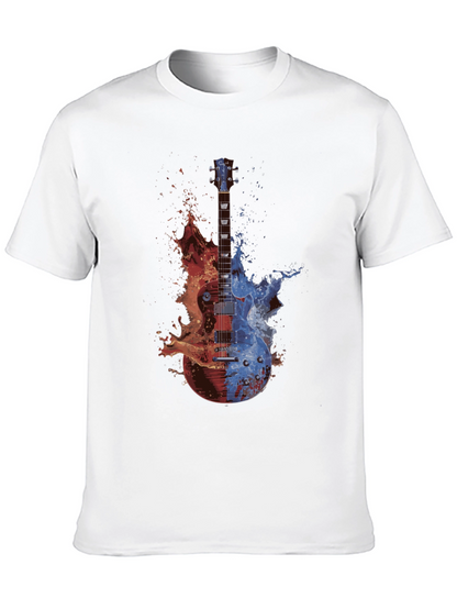 Camiseta Negra Guitarra Fuego y Agua