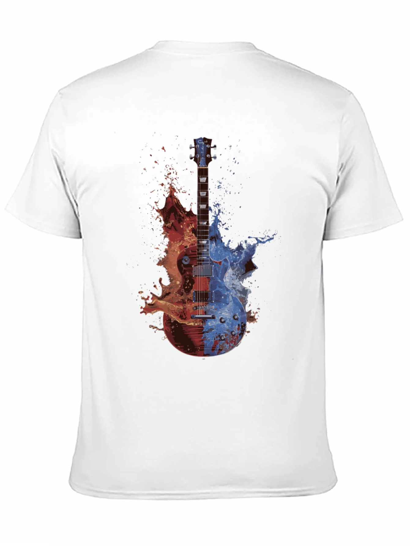 Camiseta Negra Guitarra Fuego y Agua