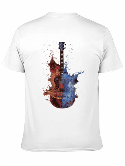 Camiseta Negra Guitarra Fuego y Agua