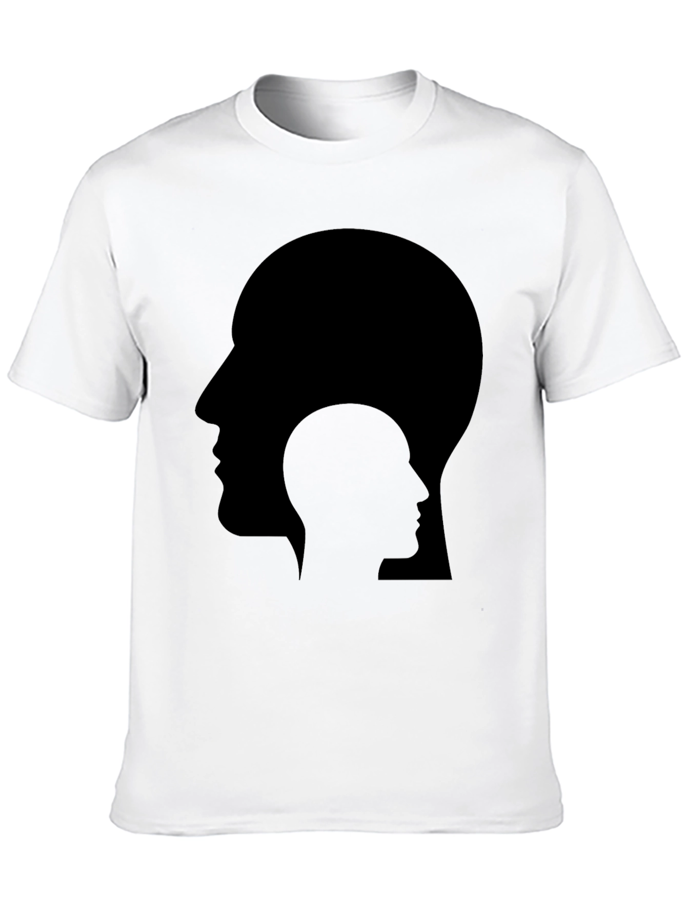 Camiseta Negra con Diseño Abstracto de Perfil Humano