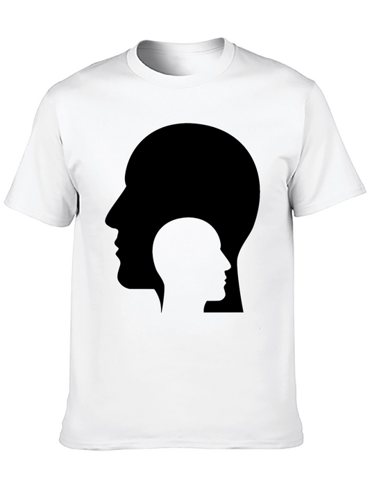 Camiseta Negra con Diseño Abstracto de Perfil Humano