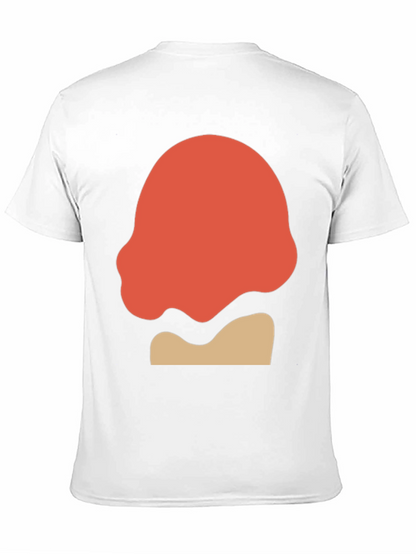 Camiseta Negra con Diseño Abstracto Naranja y Beige