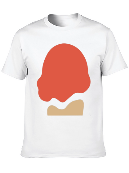 Camiseta Negra con Diseño Abstracto Naranja y Beige