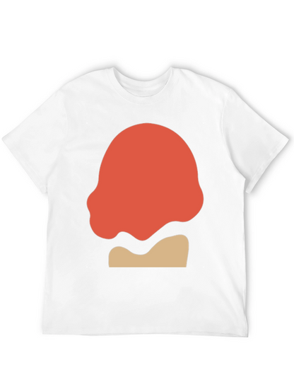 Camiseta Negra con Diseño Abstracto Naranja y Beige