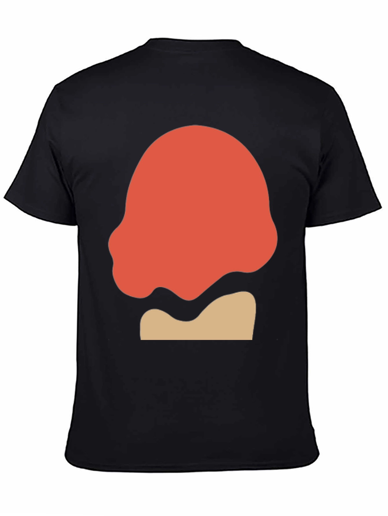 Camiseta Negra con Diseño Abstracto Naranja y Beige