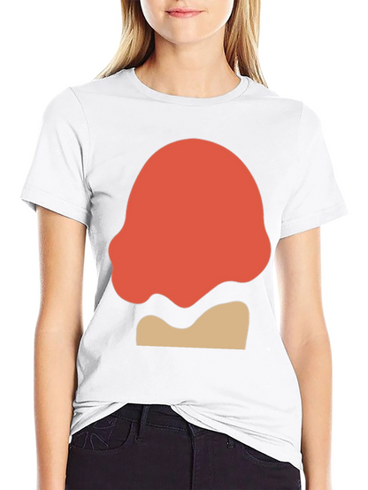 Camiseta Negra con Diseño Abstracto Naranja y Beige