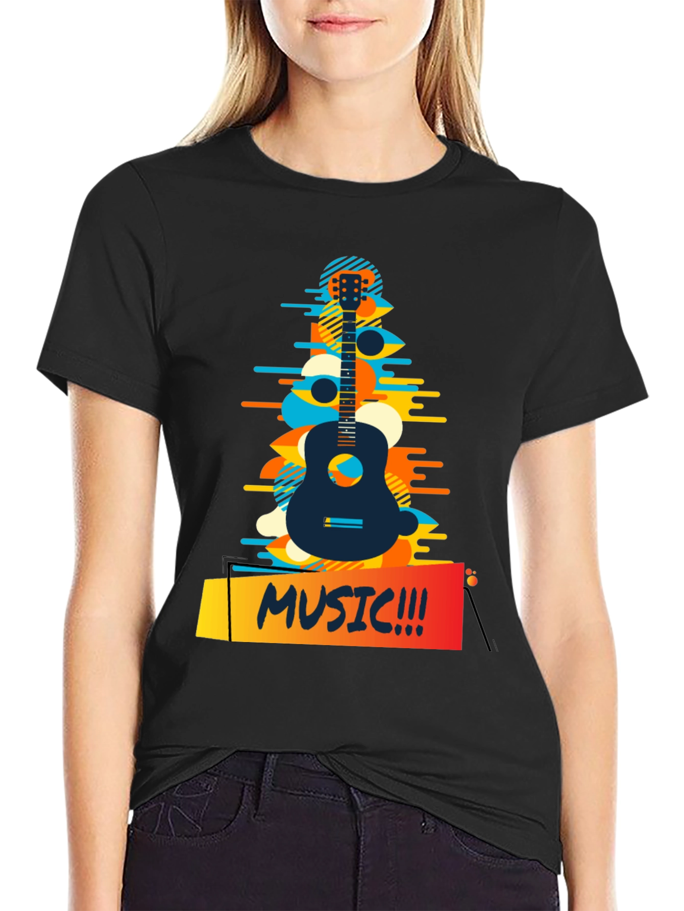 Camiseta Negra Estampada Music!!!