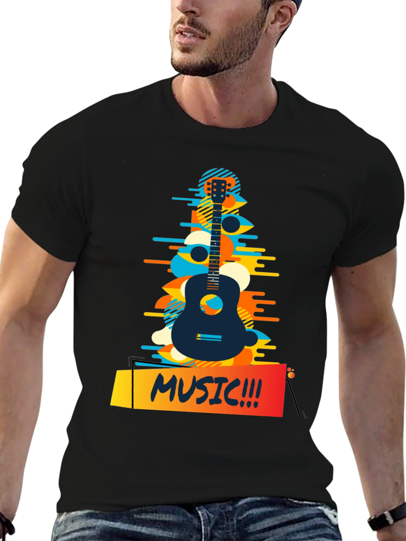 Camiseta Negra Estampada Music!!!