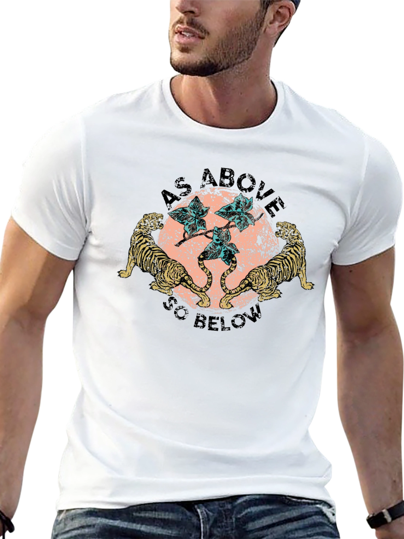 Camiseta Negra As Above So Below con Tigres
