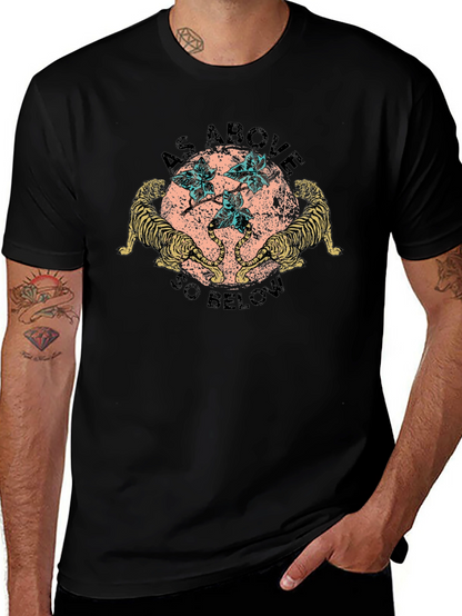 Camiseta Negra As Above So Below con Tigres