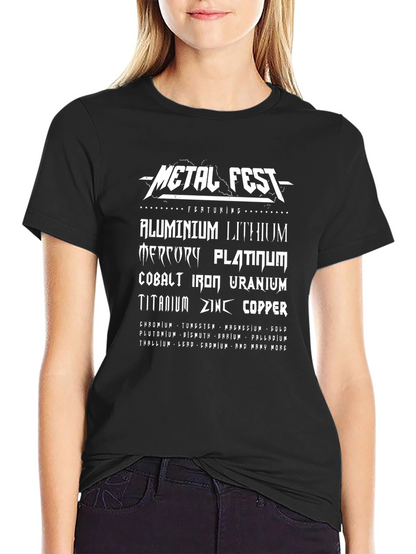Camiseta Negra Metal Fest con Elementos Químicos