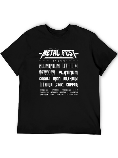 Camiseta Negra Metal Fest con Elementos Químicos
