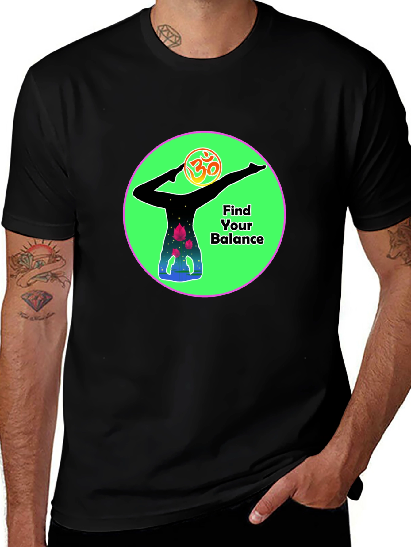 Camiseta Negra Yoga Encuentra tu equilibrio