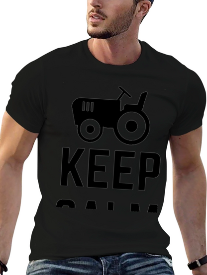 Camiseta Negra Keep Calm con Tractor