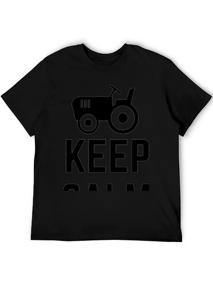 Camiseta Negra Keep Calm con Tractor