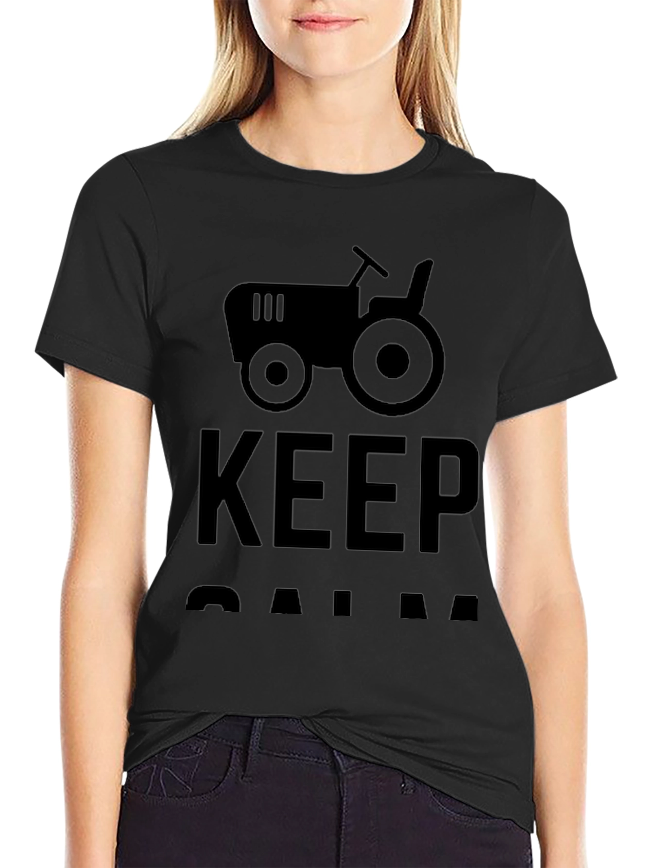 Camiseta Negra Keep Calm con Tractor