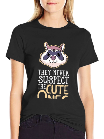 Camiseta Negra con Diseño de Mapache Cute Ones