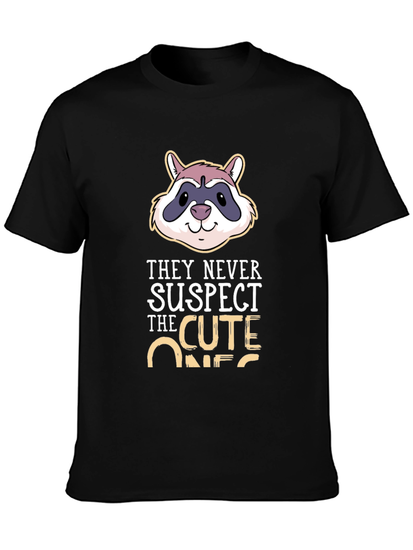 Camiseta Negra con Diseño de Mapache Cute Ones