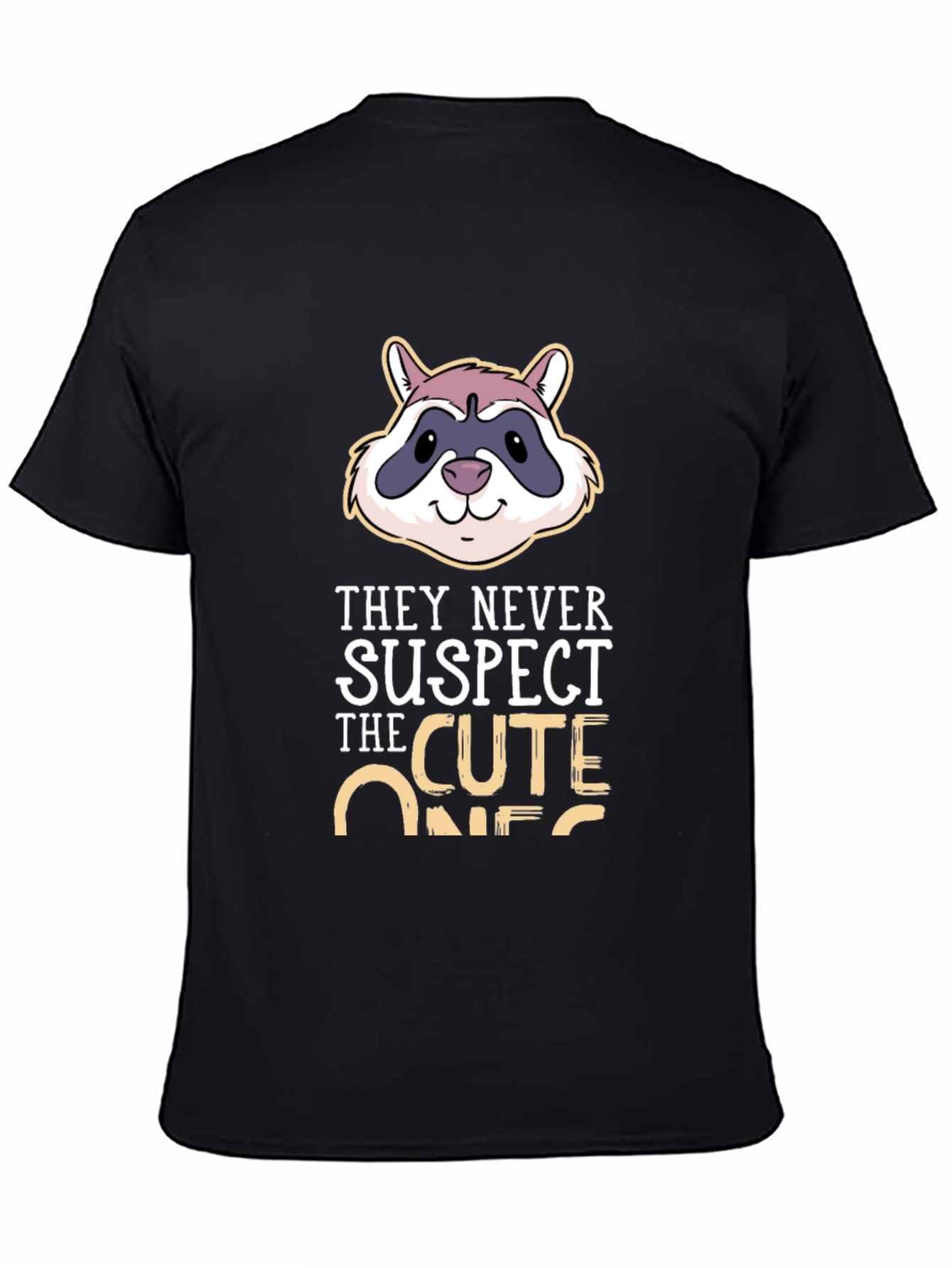 Camiseta Negra con Diseño de Mapache Cute Ones