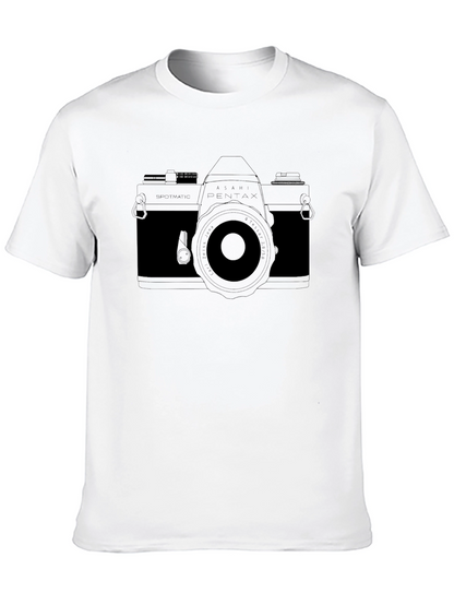 Camiseta Negra con Diseño de Cámara Retro