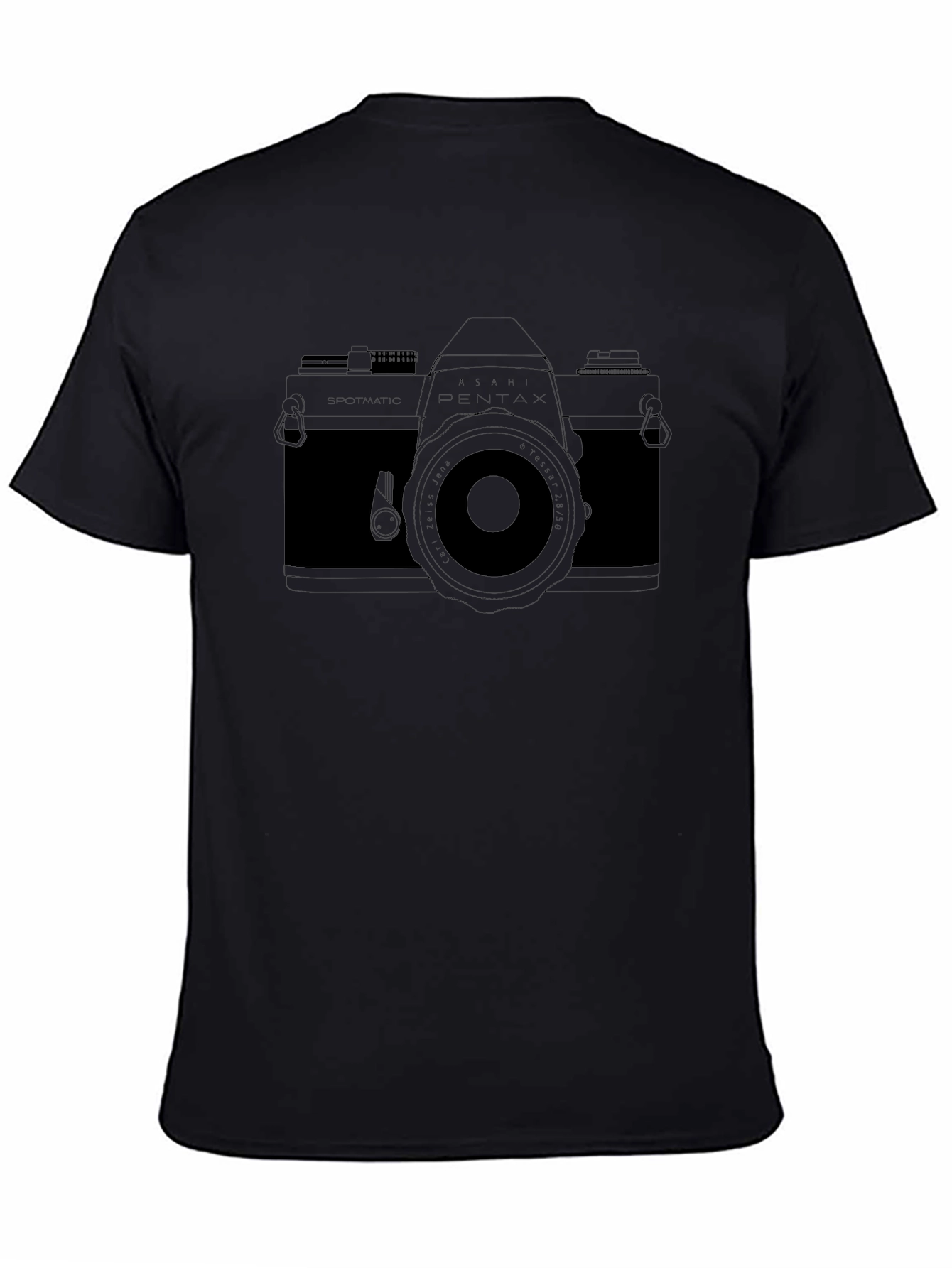 Camiseta Negra con Diseño de Cámara Retro